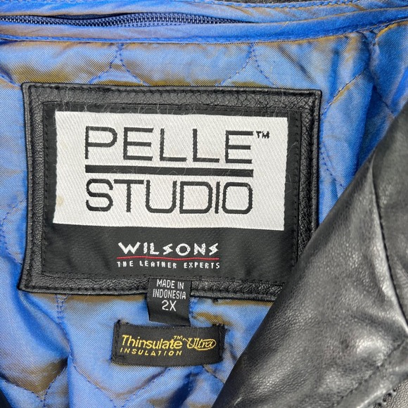 Wilsons Leather Pelle Studio Black Jacket Men 2X Thinsulate Lined Y2K Zip Coat - Picture 2 of 16